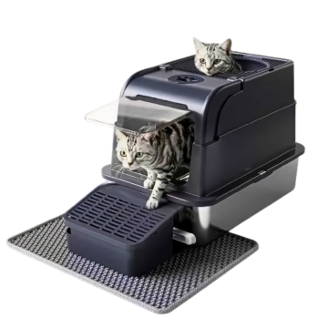 Rubeku Litter Box Hooded Stainless Steel Black